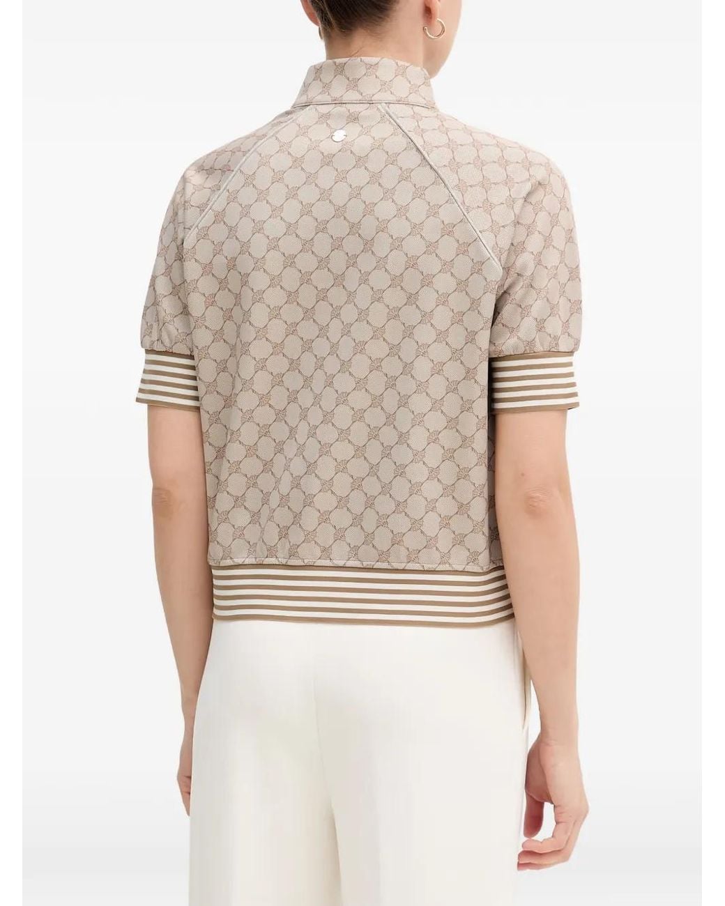 Joop! Natural Monogram-Pattern Zip-Up Jacket