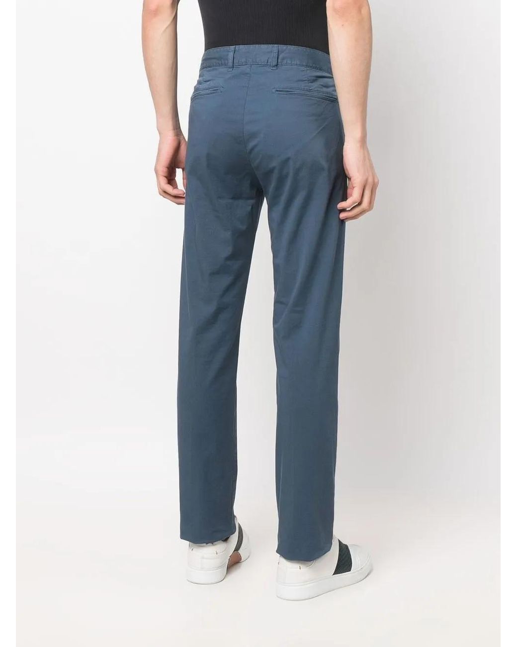 Massimo Alba Blue Off-Centre Button Chinos for men