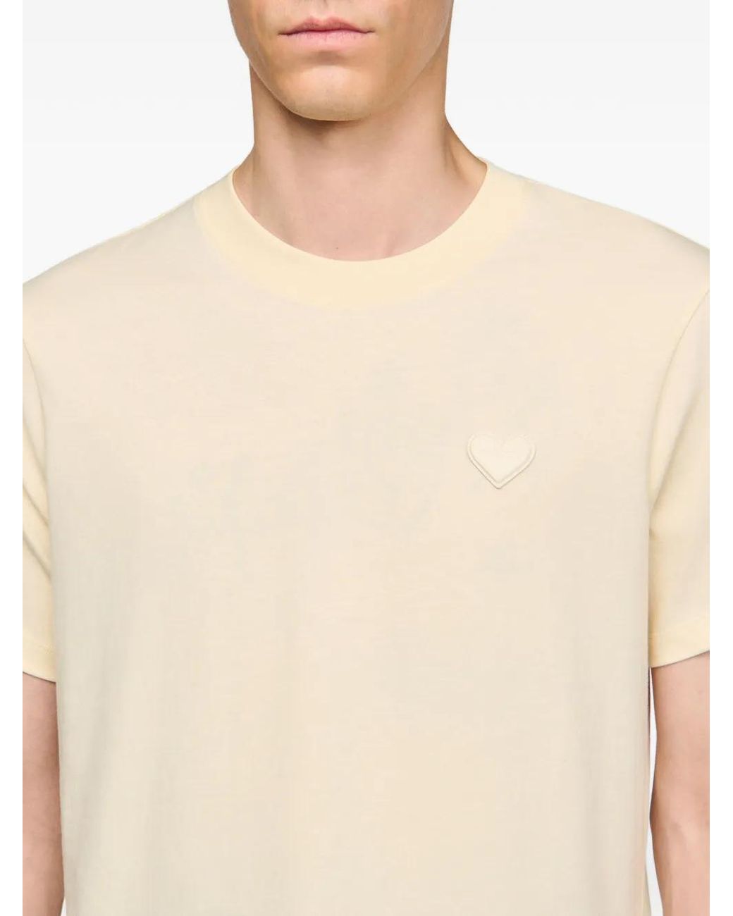Sandro White T-Shirt With Heart Patch for men