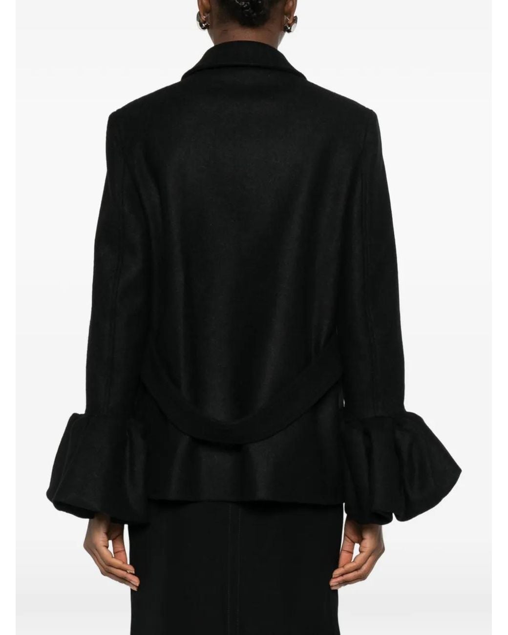 Moschino Black Ruffle-Sleeve Coat