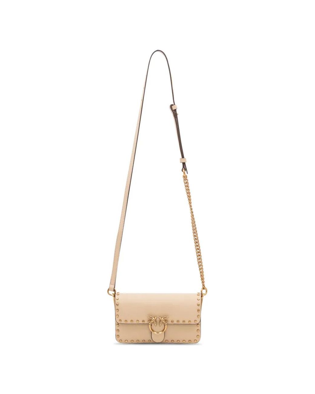 Pinko Natural Baby Love One Slouchy Stud-Embellished Shoulder Bag