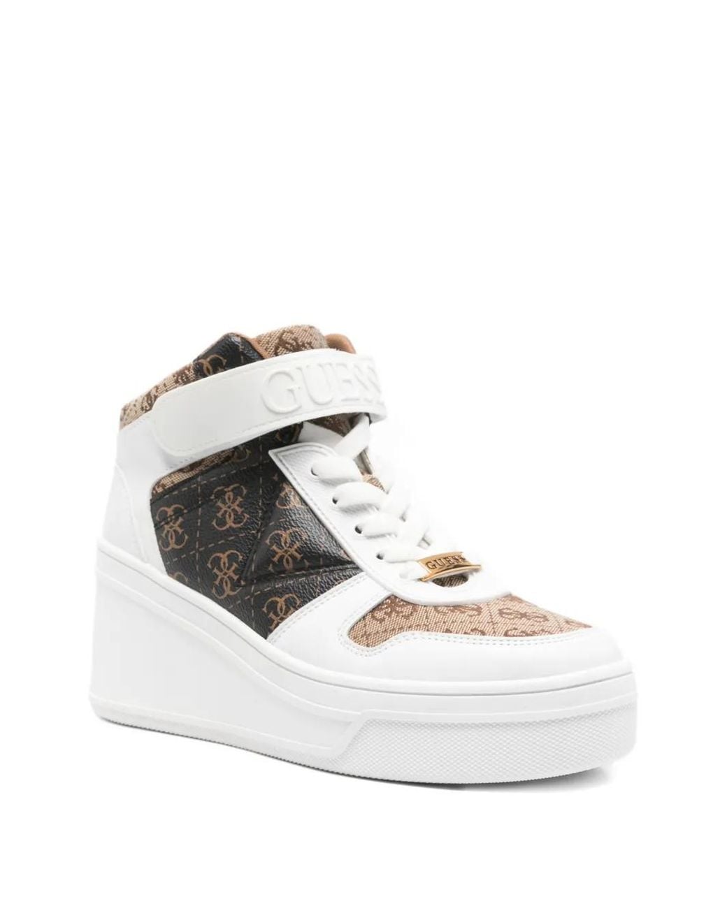 Guess White Rubeka 4G Platform Sneakers