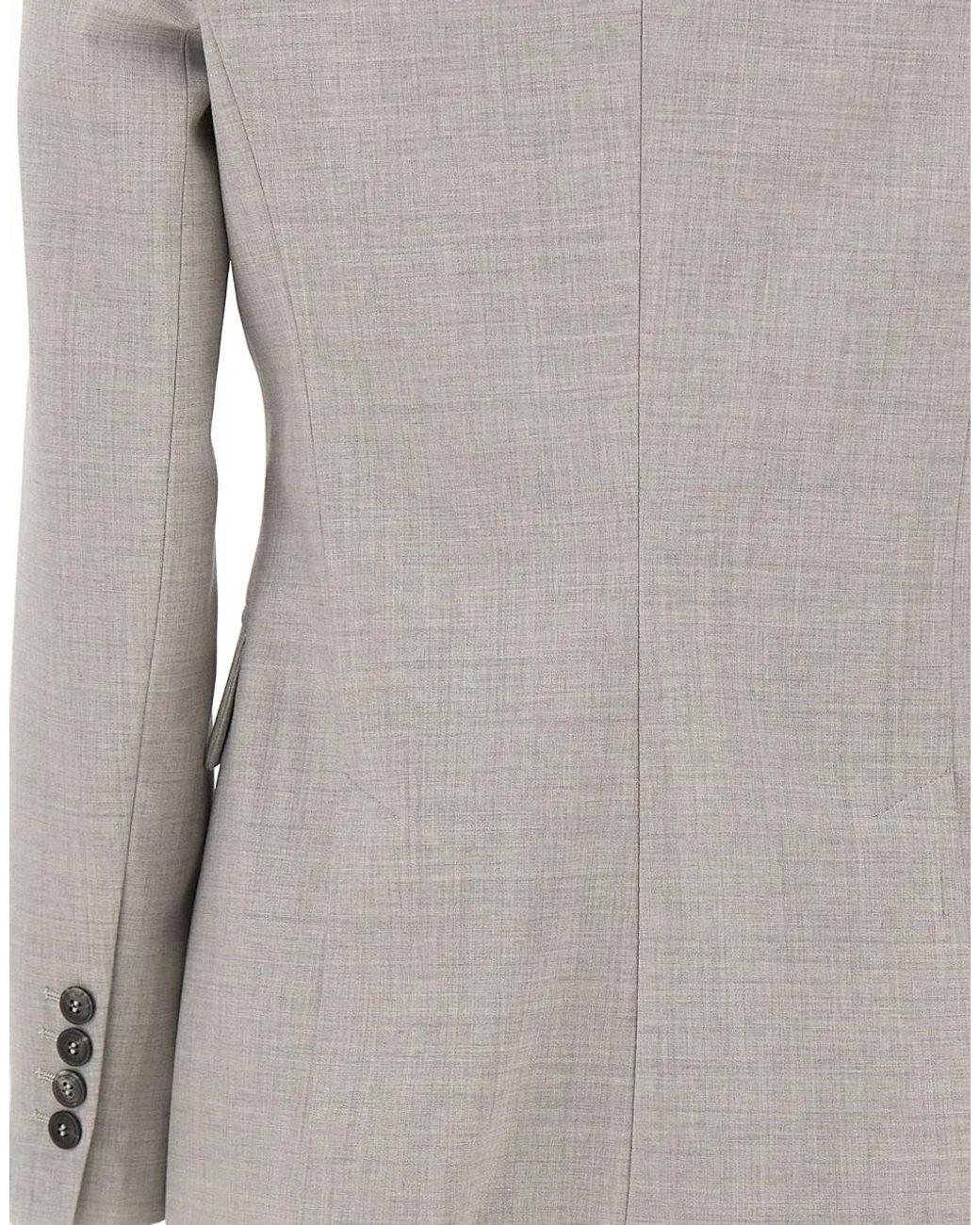 Eleventy Gray Double-Breasted Peak-Lapel Blazer