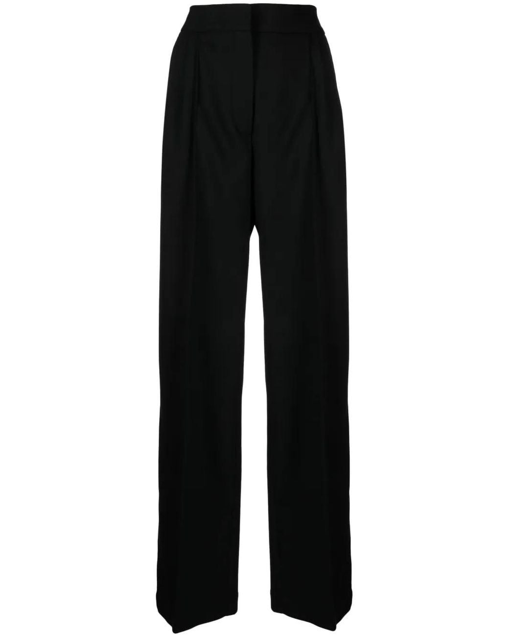 Maison Kitsuné Black Pleated Wool-Blend Wide-Leg Trousers