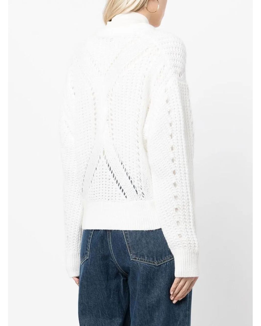 IRO White Open-Knit Cotton-Wool Blend Cardigan