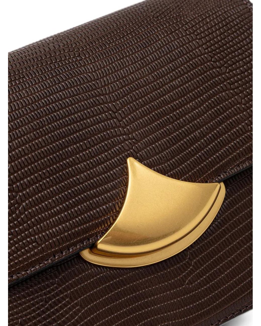 Sessun Brown Lizard-Effect Leather Small Shoulder Bag