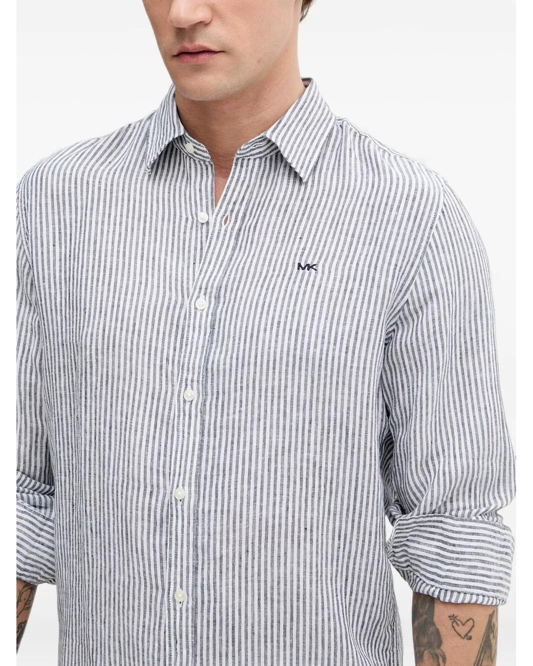 Michael Kors Gray Chemise Rayée En Lin for men