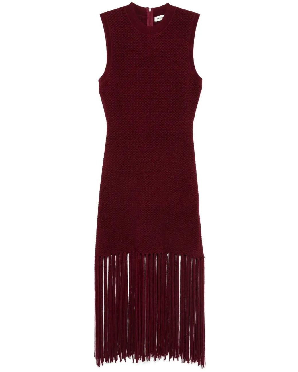 Sandro Velvet Knit Dress in Red | Lyst