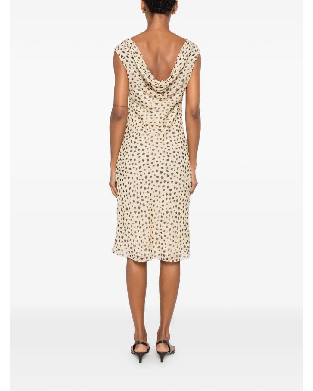 Posse White Leo Cheetah-Print Midi Dress