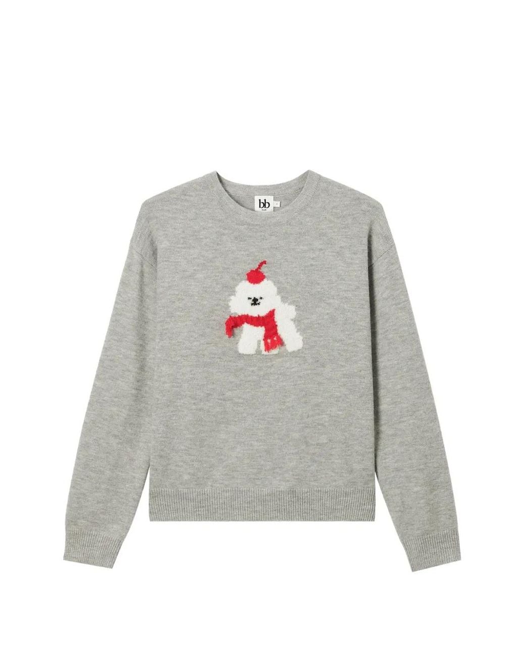 B+ AB Gray Graphic-Patch Sweater