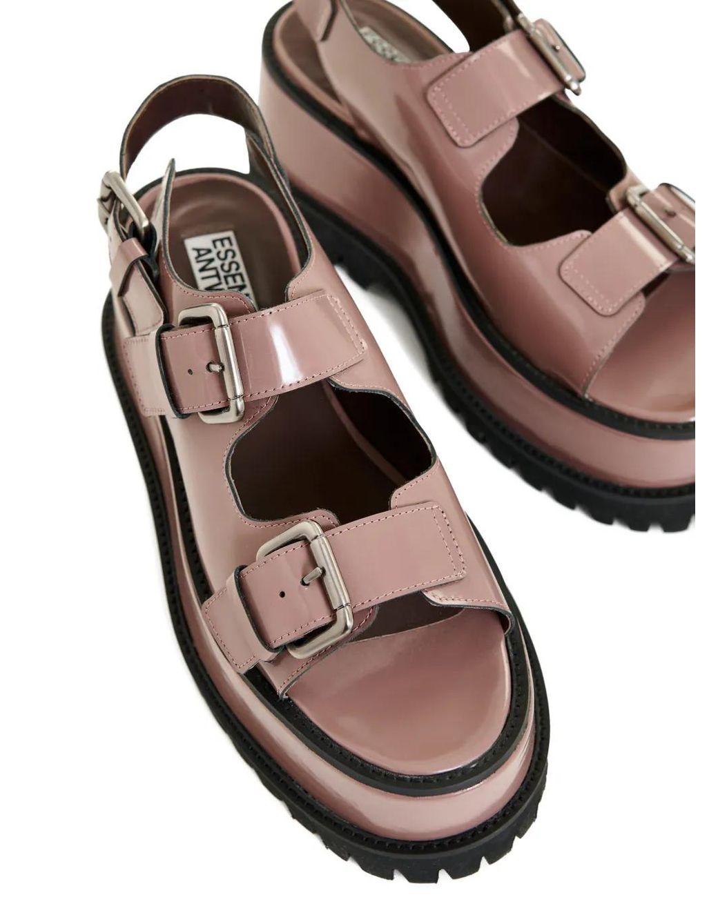 Essentiel Antwerp Brown Buckle Platform Sandals