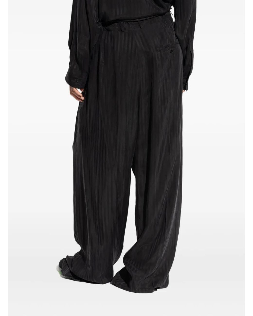 Balenciaga Black Striped Drawstring Trousers