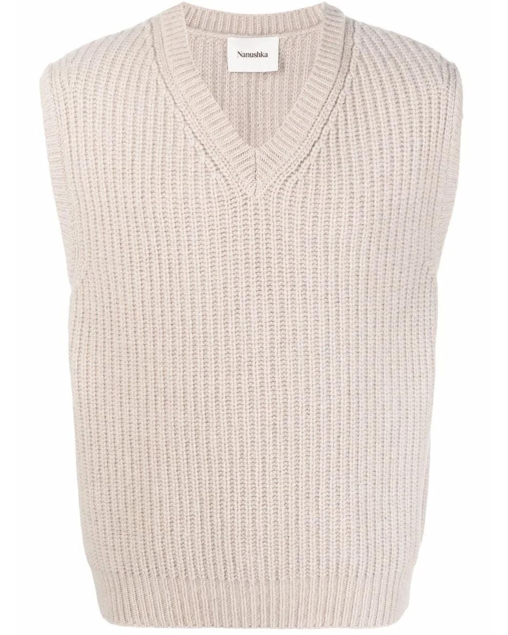 Nanushka Natural V-Neck Sweater Vest for men