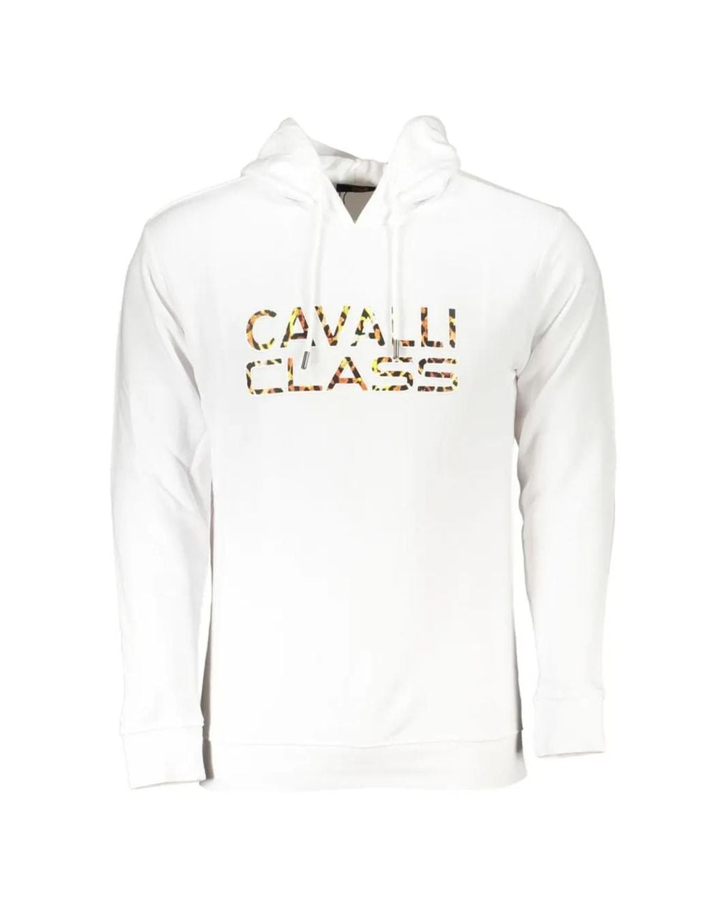 Roberto Cavalli White Logo-Print Hoodie for men