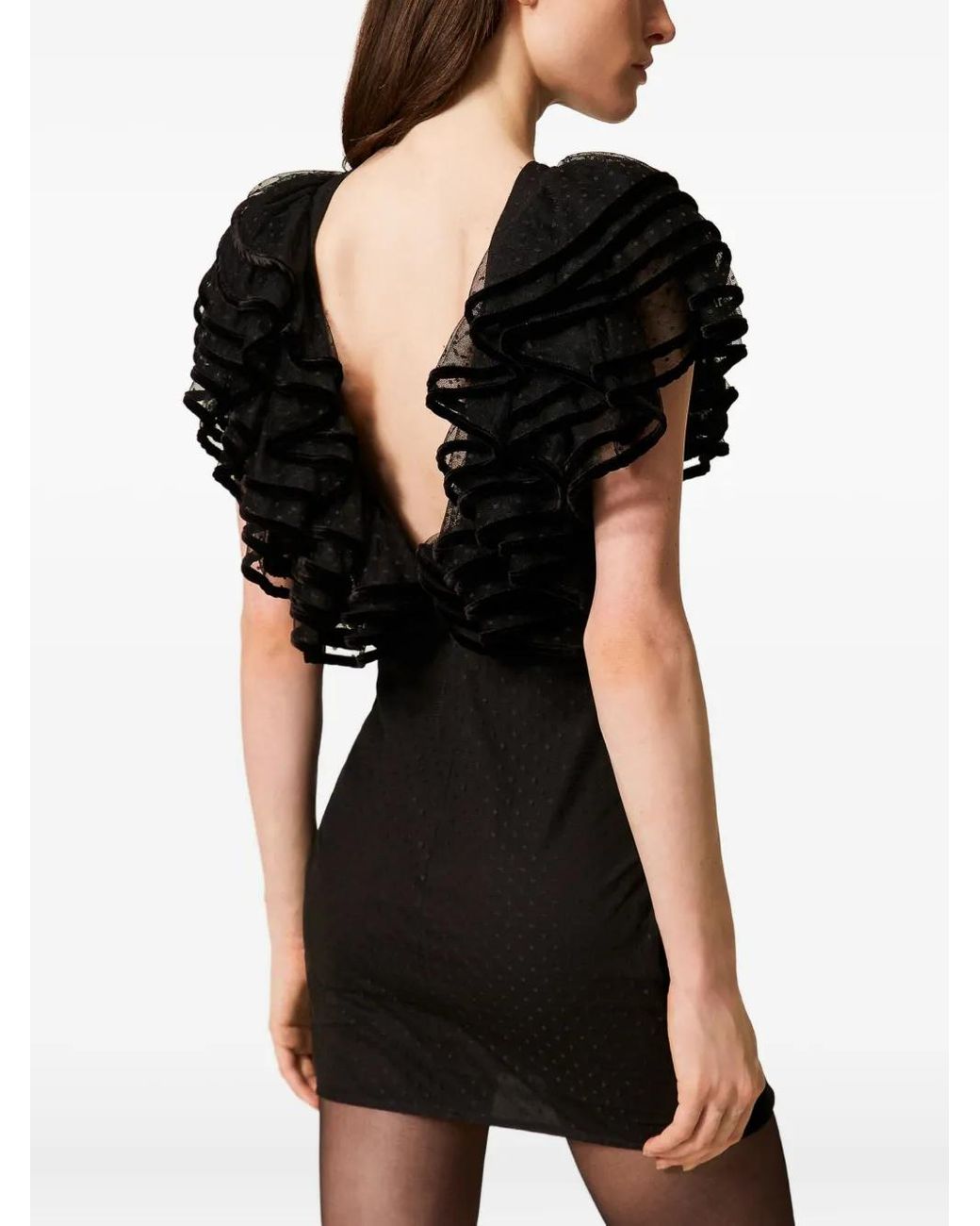 Twinset Black Ruffled-Detail Tulle Dress