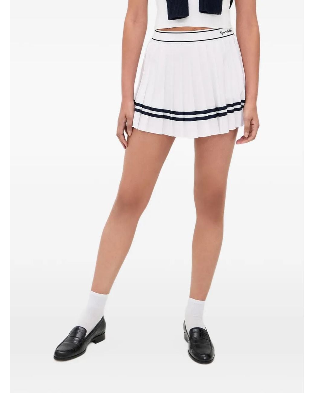 Sporty & Rich White Ally Serif Logo Mini Skirt