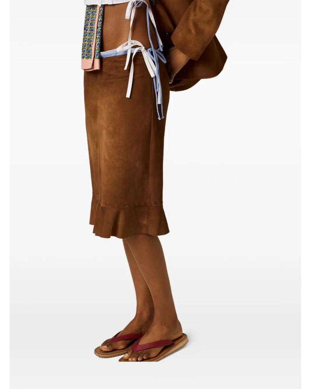 Miu Miu Brown Waxed Suede Skirt