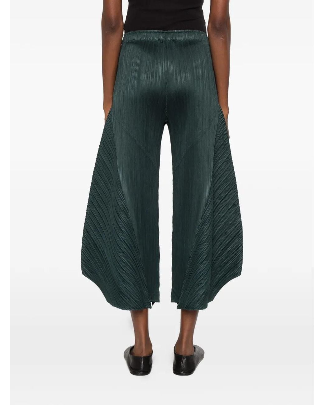 Pleats Please Issey Miyake Green Pleated Trousers