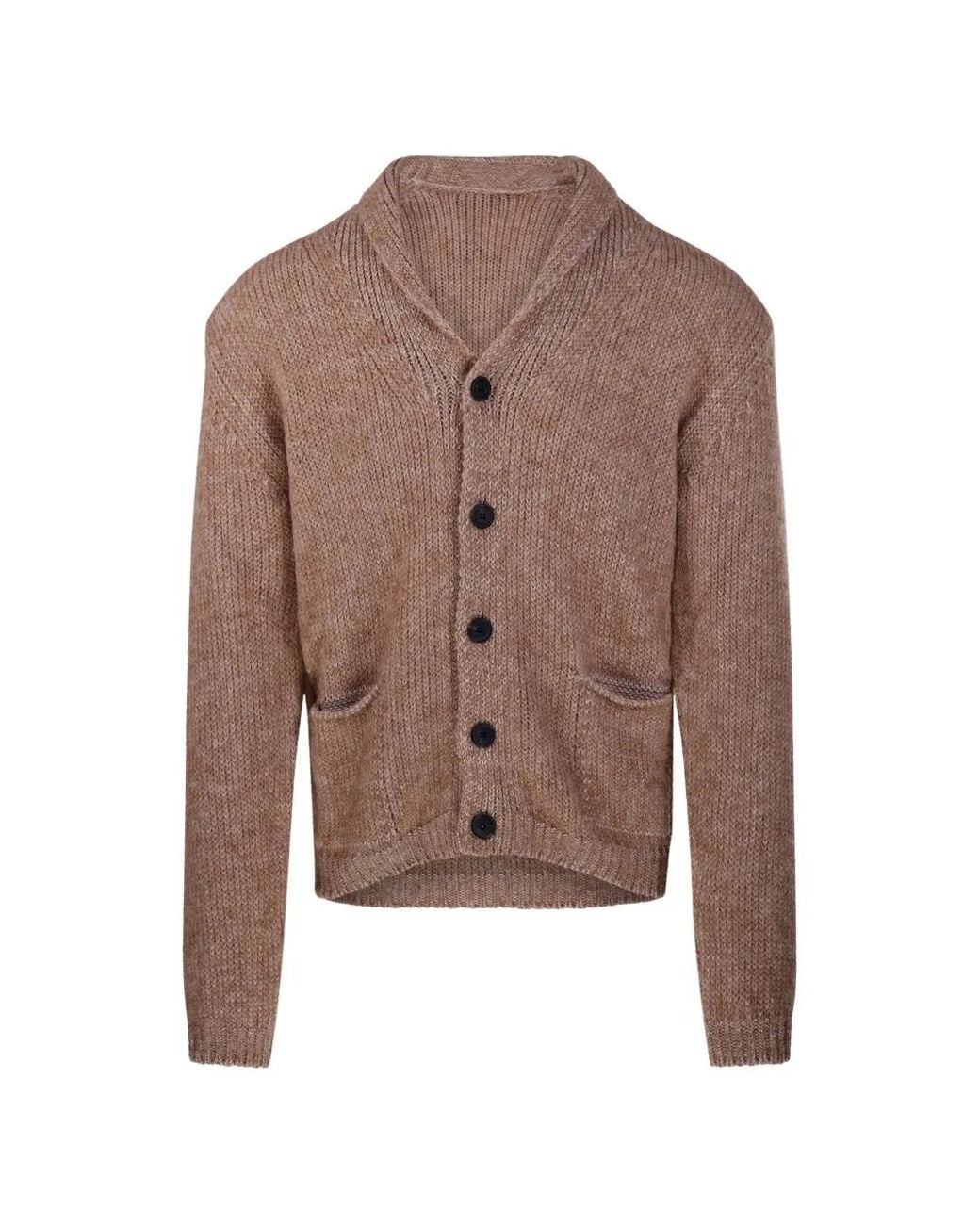 Fabrizio Del Carlo Brown Shawl-Collar Button-Up Cardigan for men