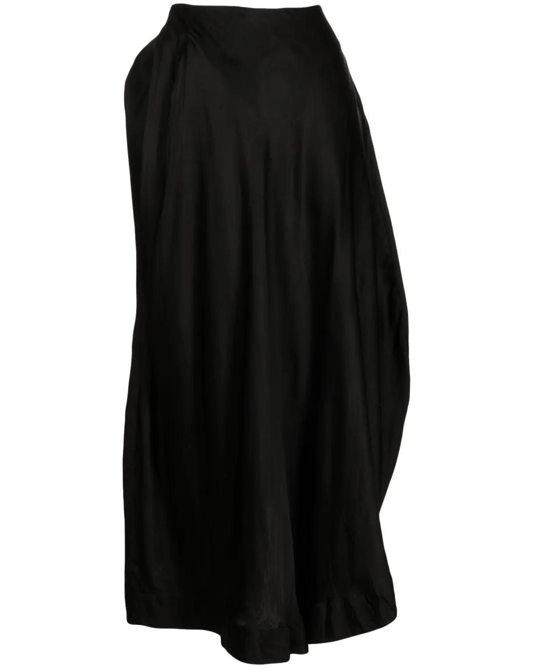 Forme D'expression Black Asymmetric Cotton Midi Skirt