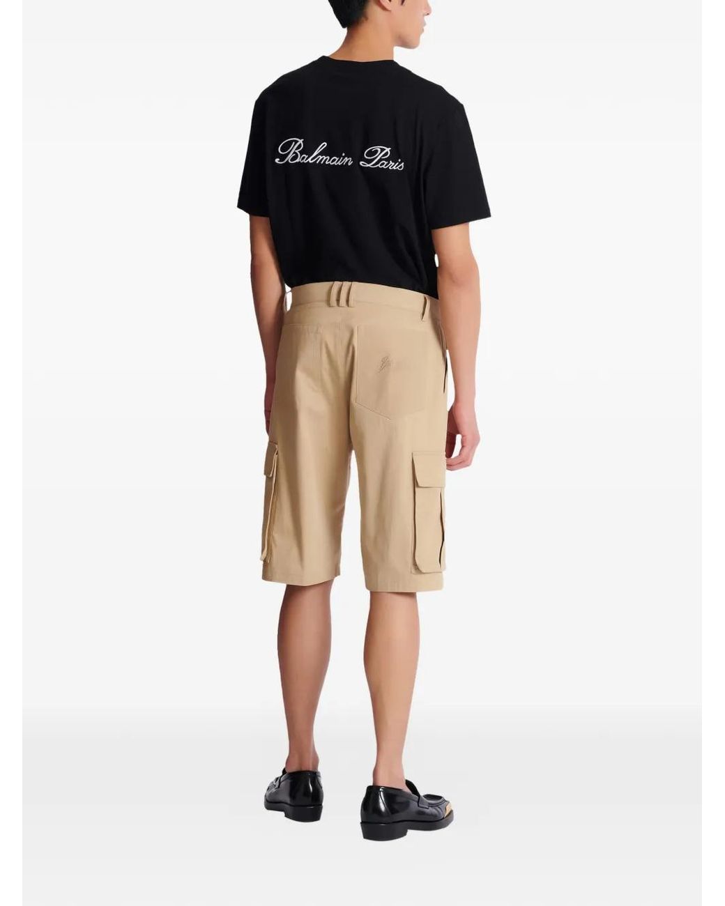Balmain Natural Cotton Cargo Shorts for men