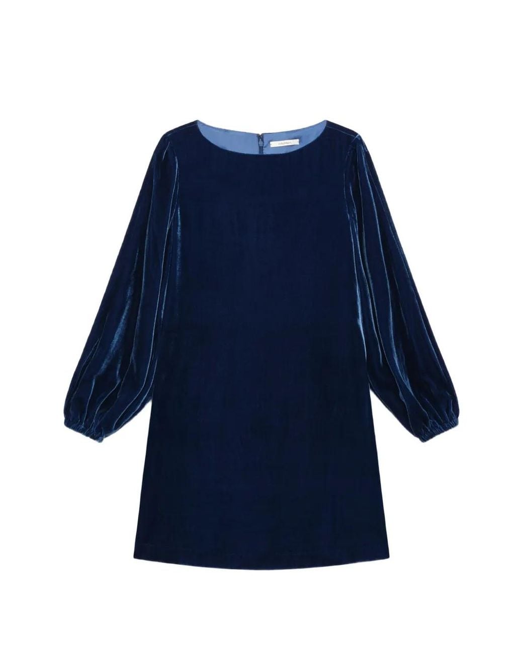 Maliparmi Blue Velvet Balloon-Sleeve Mini Dress