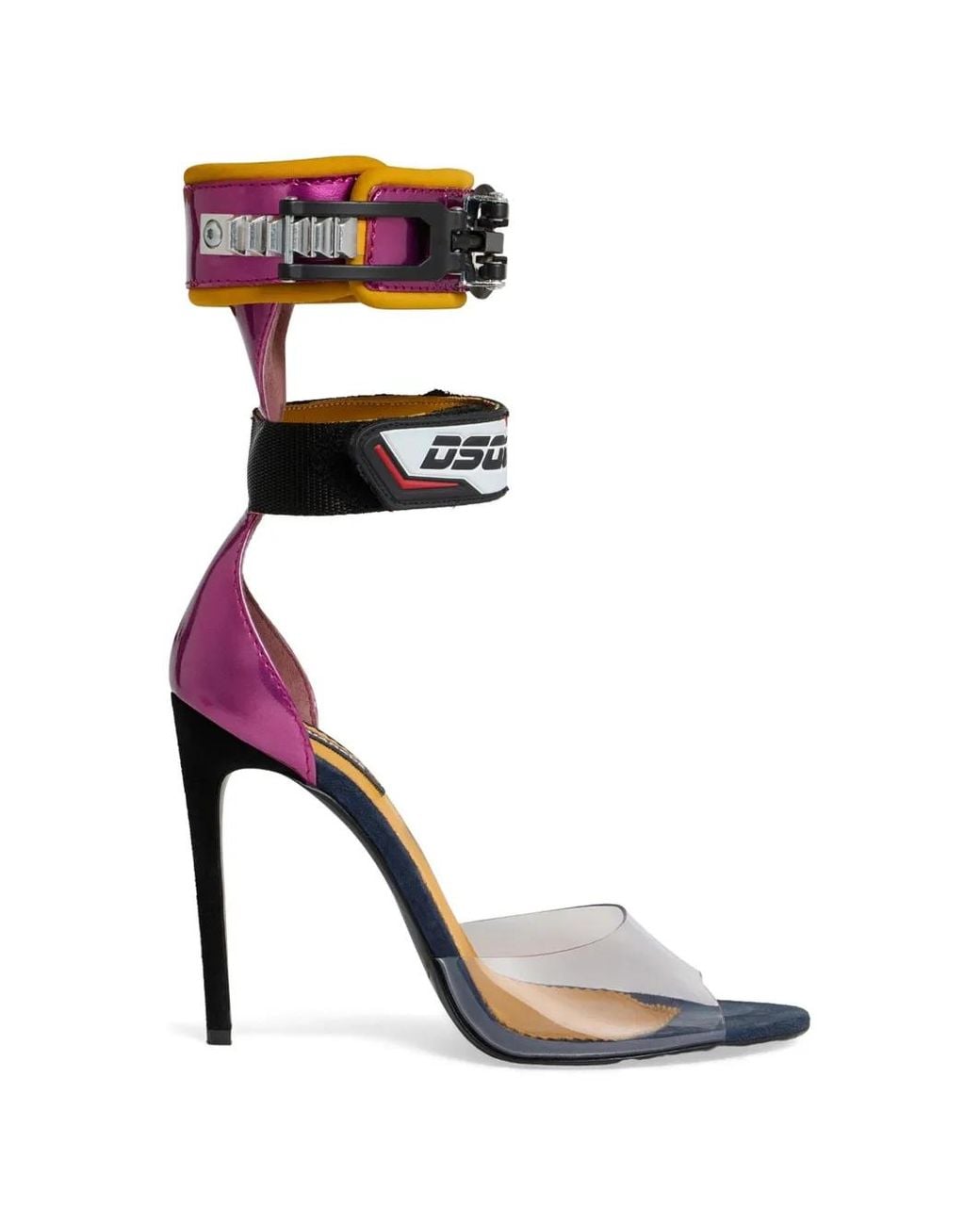 DSquared² White Metallic Leather Touch-Strap Sandals