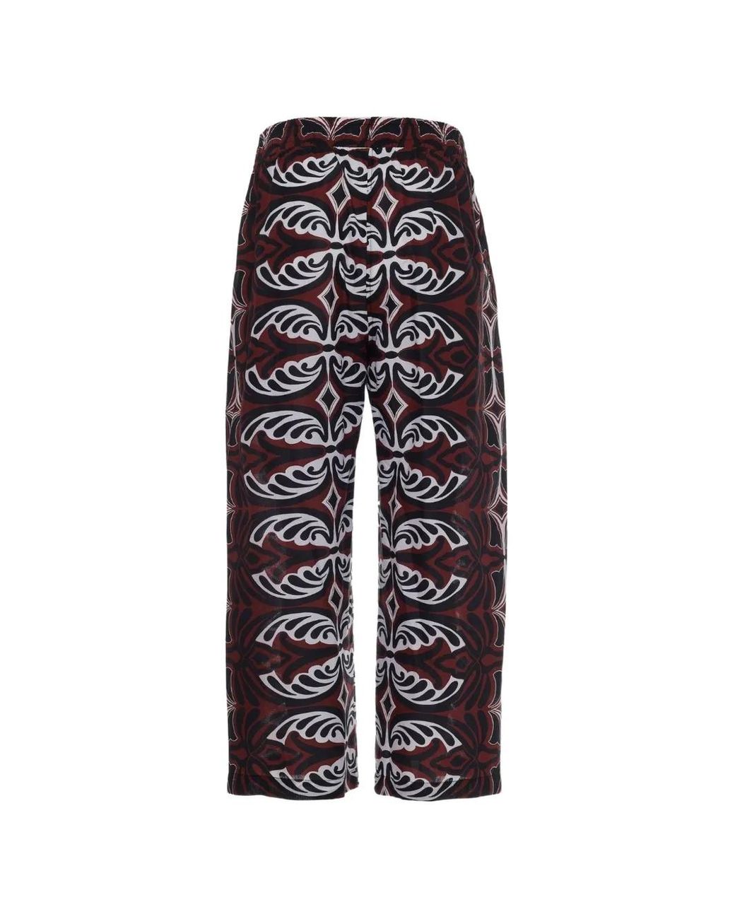 Devotion White Patterned Elasticated-Waistband Trousers