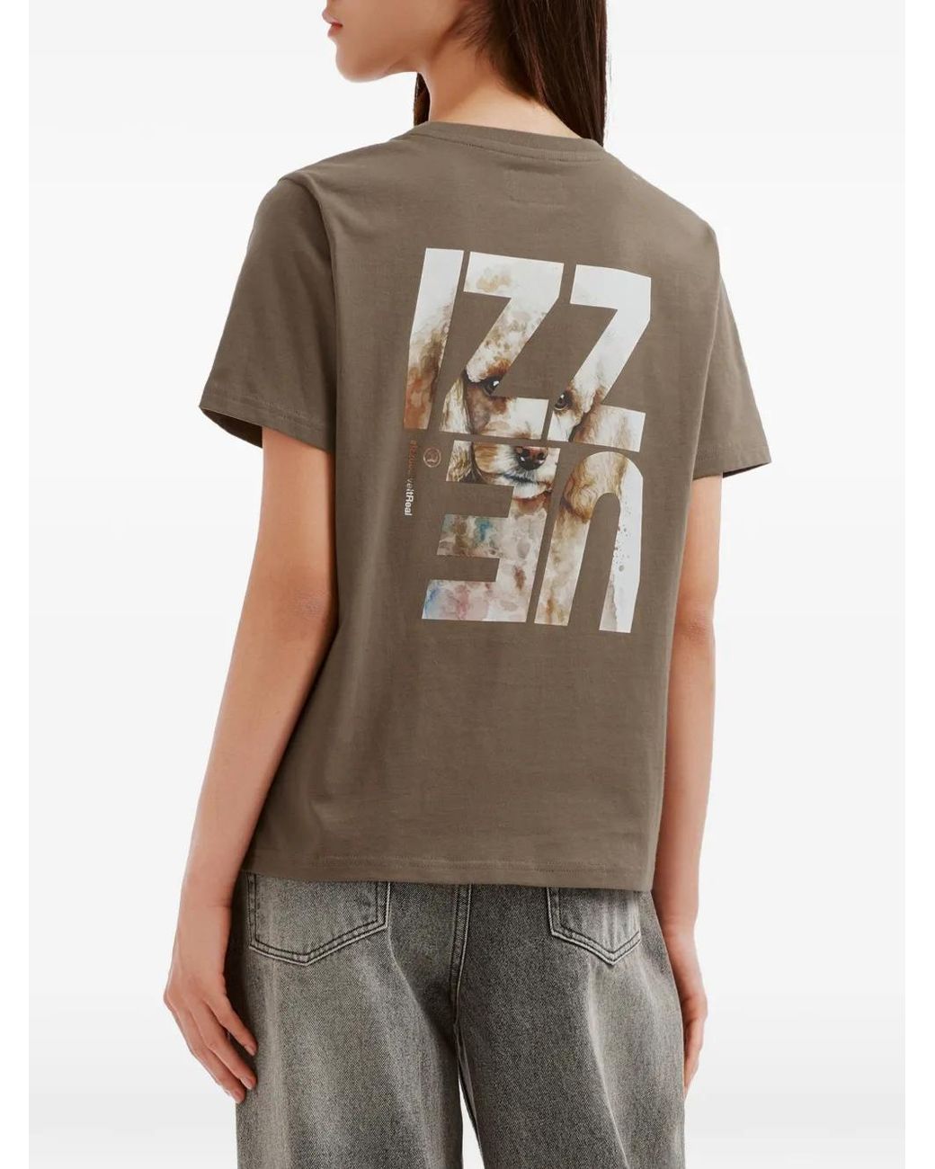 Izzue Brown Logo-Print T-Shirt