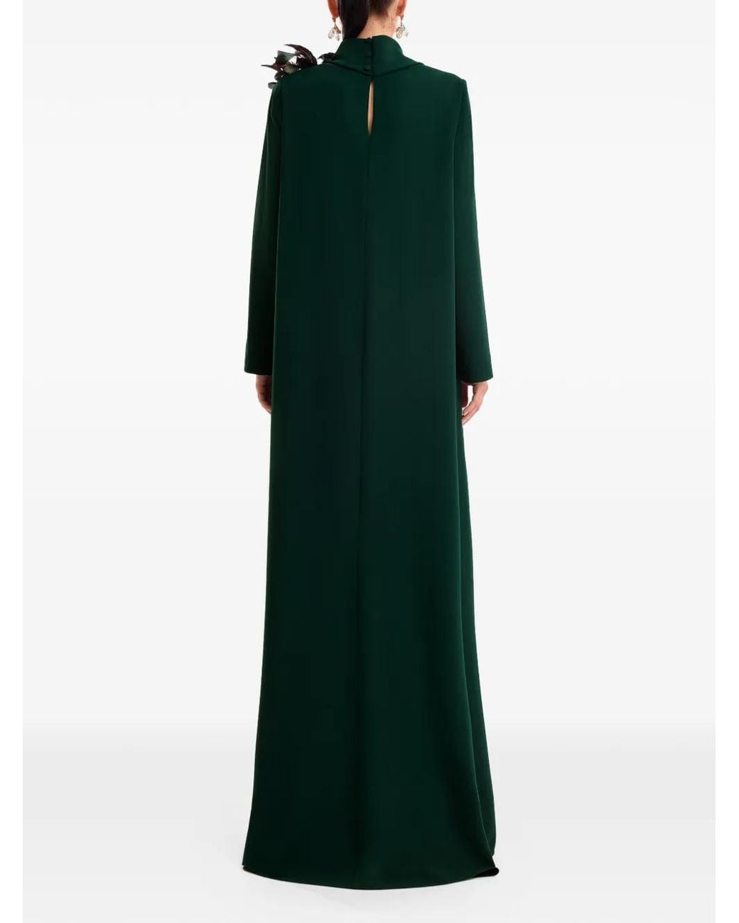 Gemy Maalouf Green Feather-Detail Kaftan