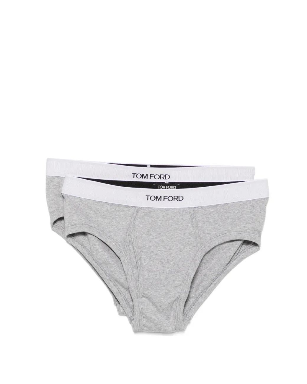 Tom Ford Gray Logo-Waistband Briefs (Set Of Two) for men