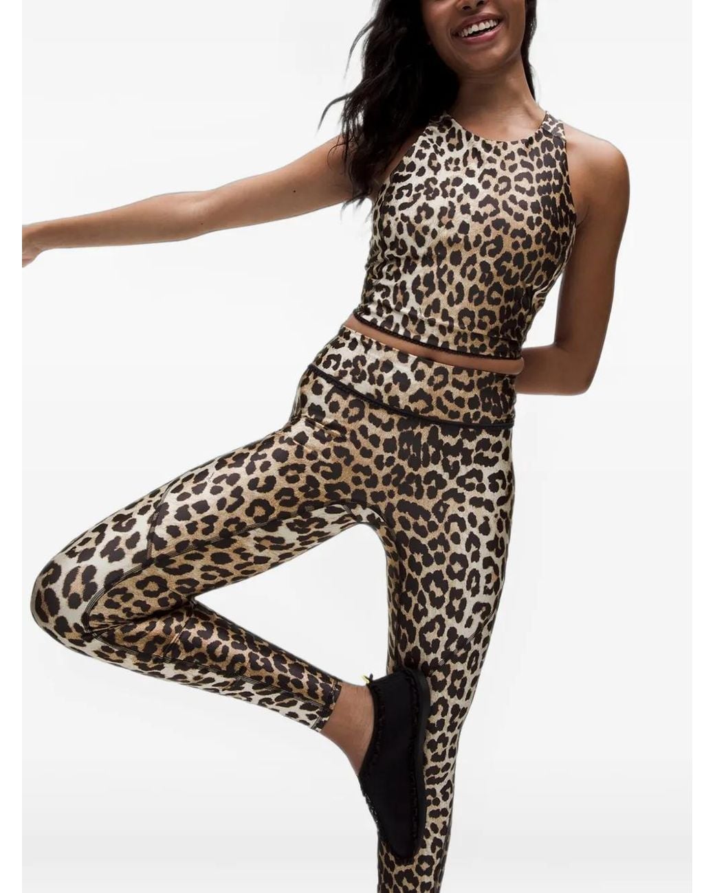 Ganni White Leopard-Print Racerback Performance Top