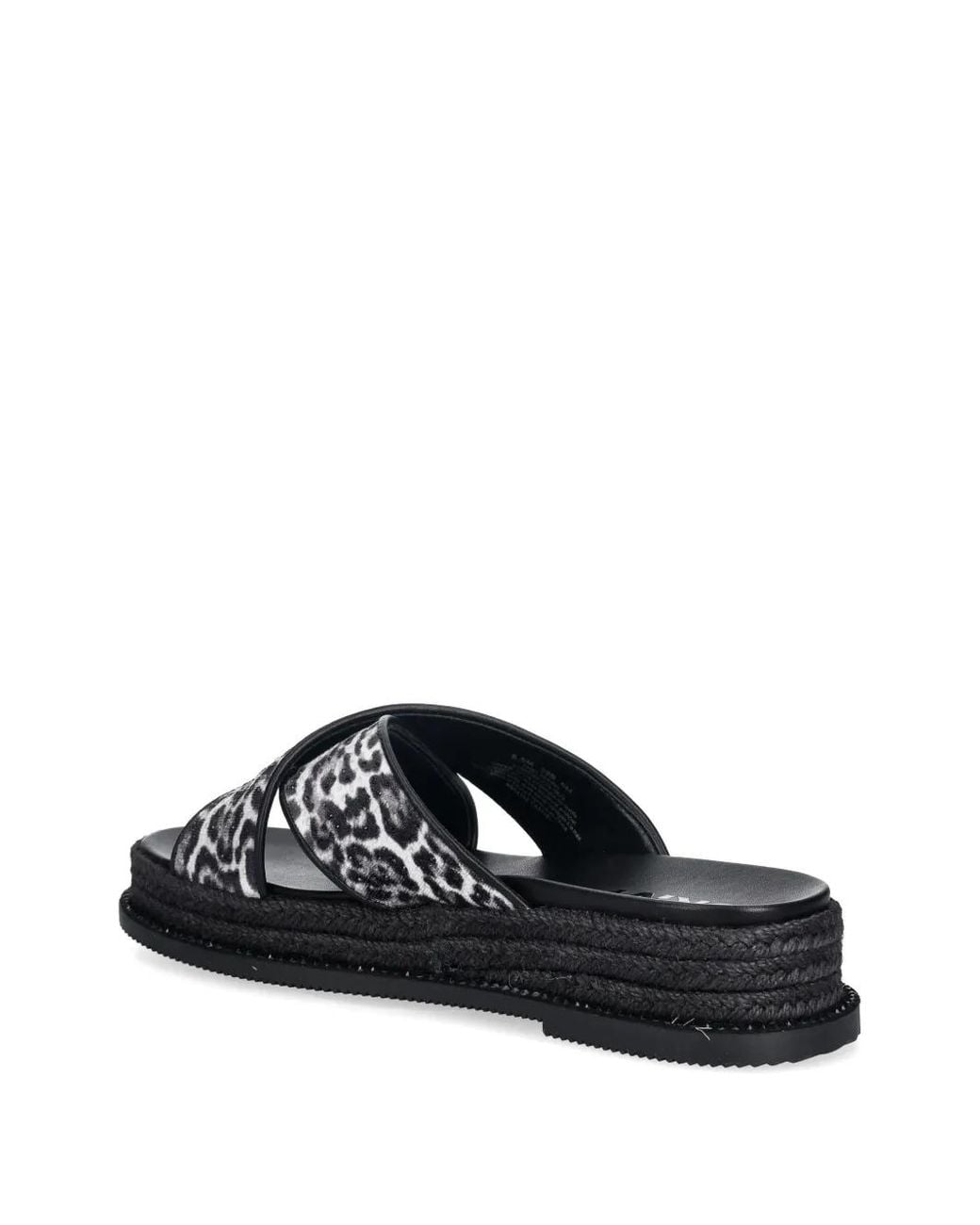 DKNY White Berries Cross-Strap Leopard-Print Slides