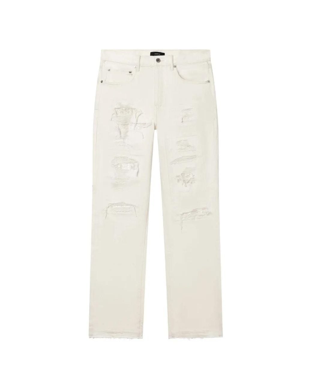 Purple Brand White P011 Patch Blowout Denim Jeans for men