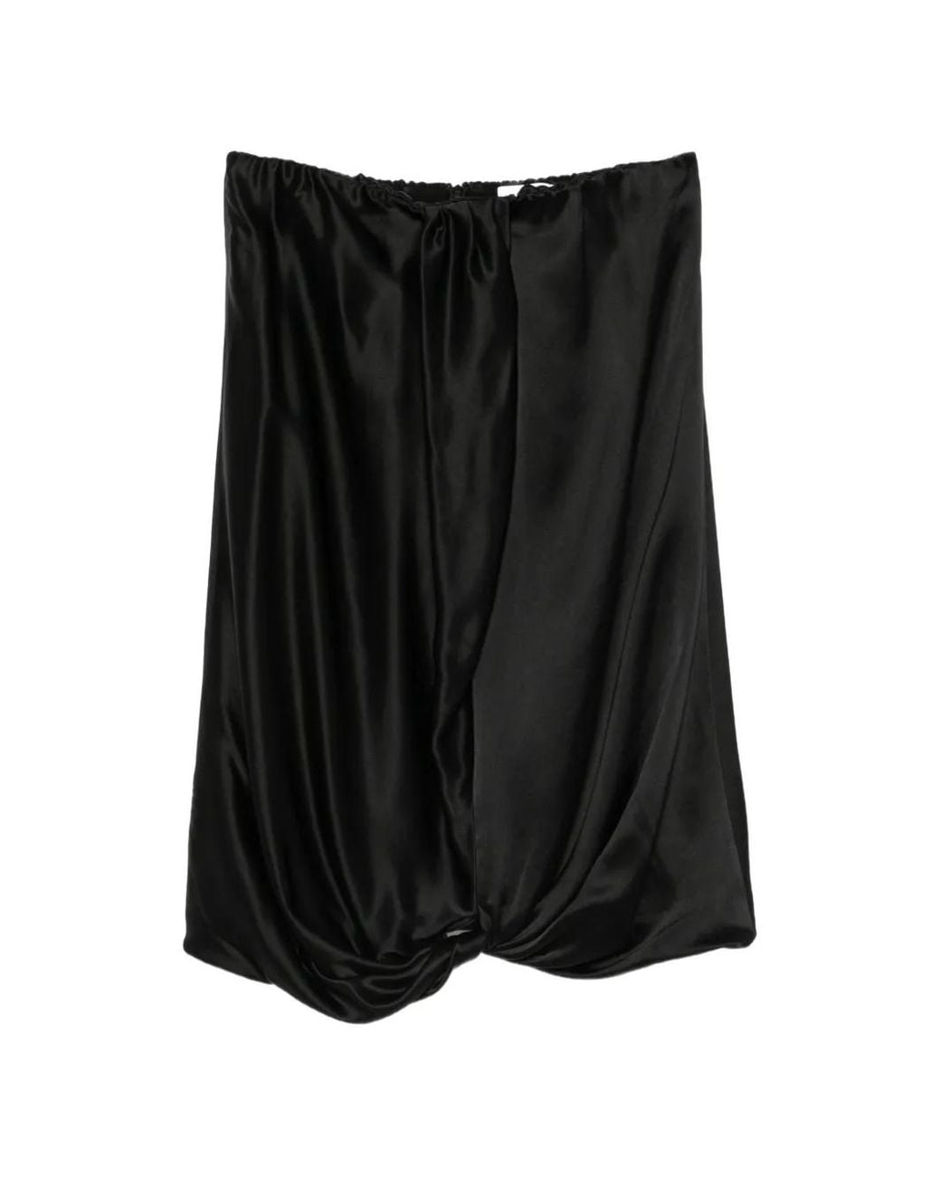 7 For All Mankind Black Cinch-Hem Strapless Mini Dress