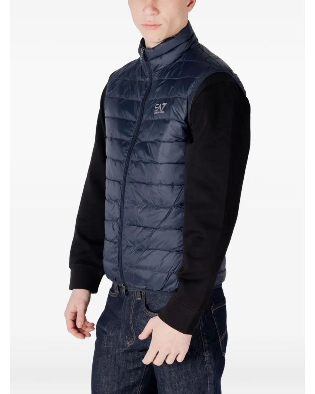 EA7 Blue Quilted Packable Gilet for men