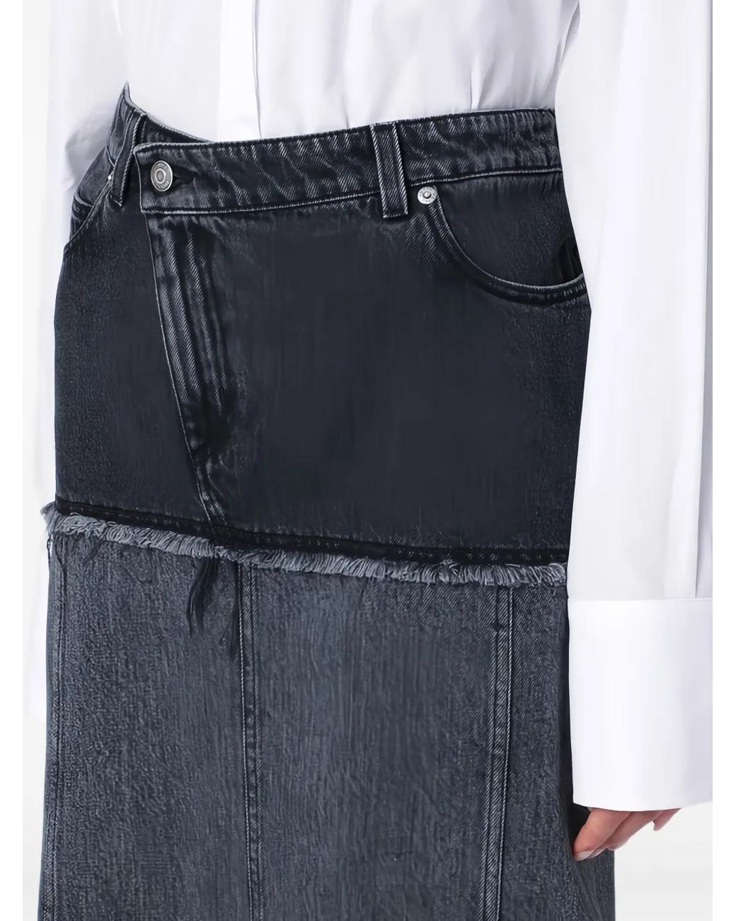 McQueen Black Two-Tone Denim Skirt