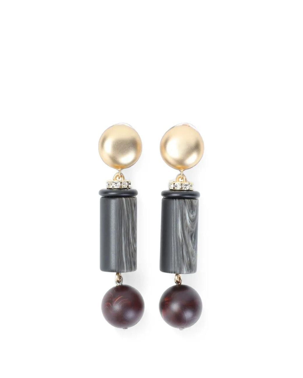 Giorgio Armani White Crystal-Embellished Drop Earrings