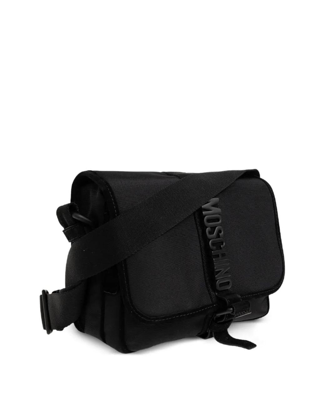 Moschino Black Logo-Plaque Messenger Bag for men