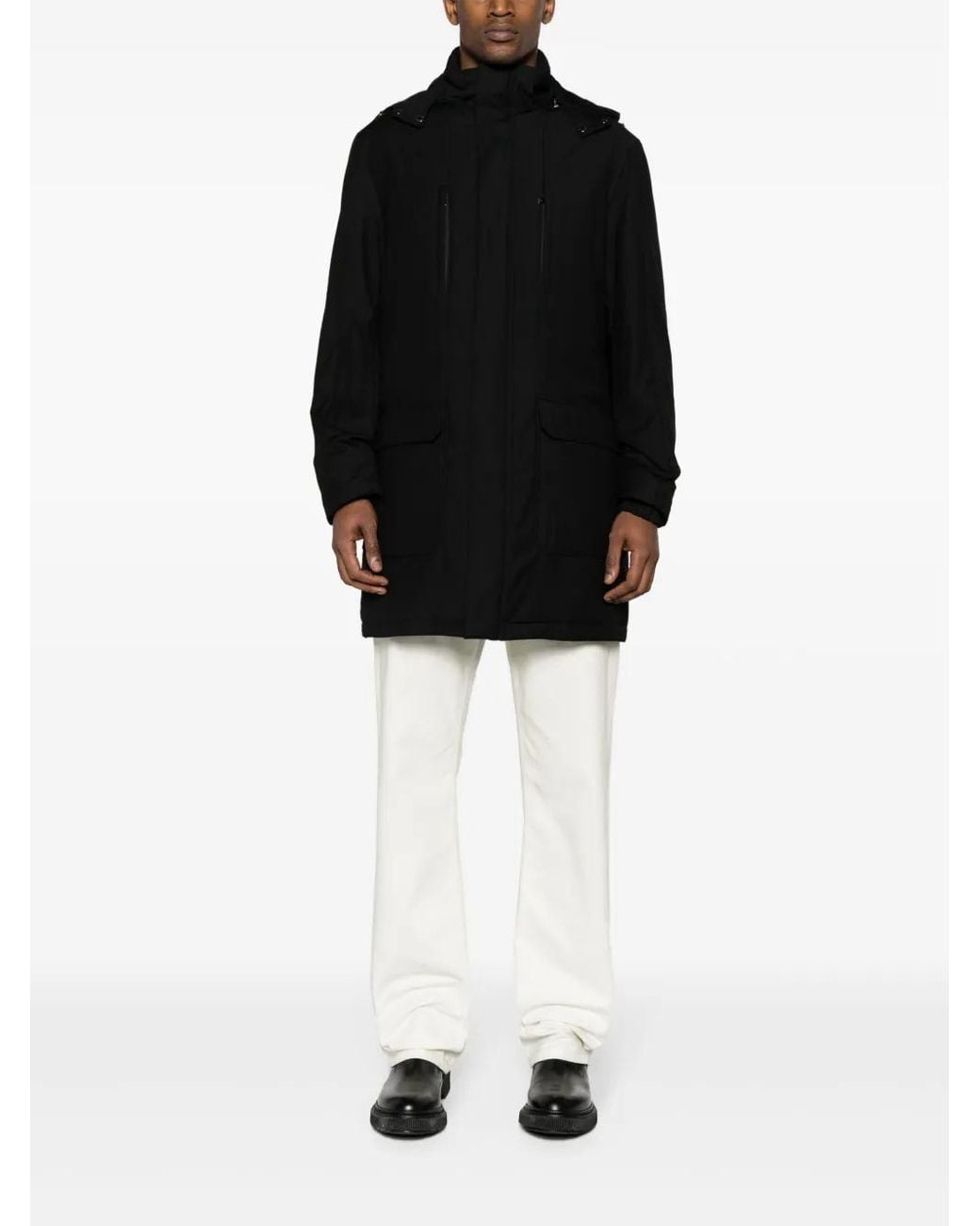 Corneliani Black High-Neck Padded Coat for men