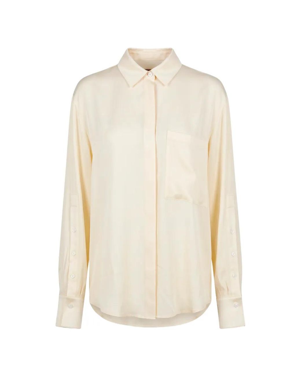 Moorer White Button-Sleeve Chest-Pocket Shirt