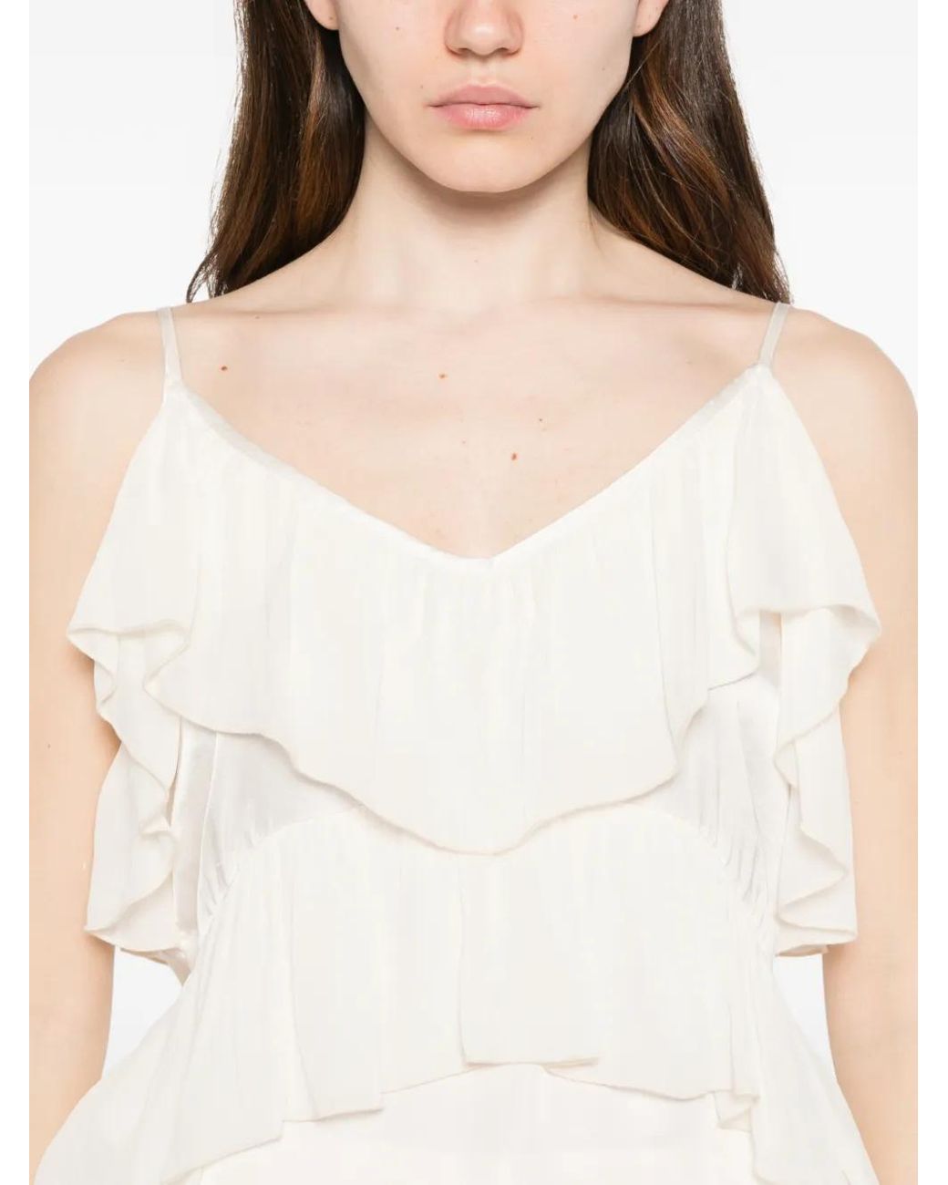 Top Con Scollo A V E Ruches di Dixie in White