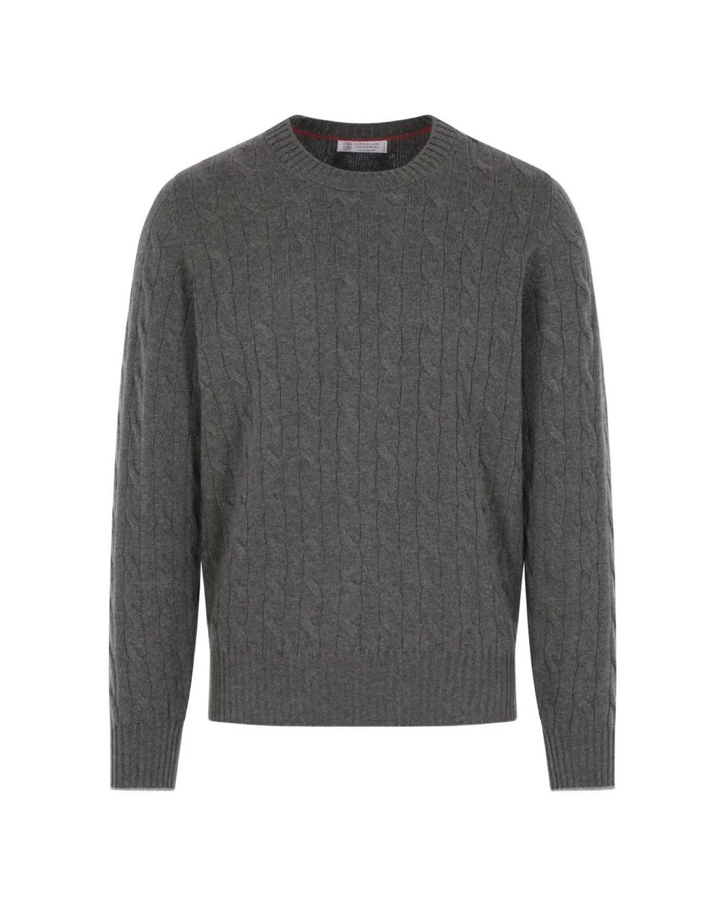 Brunello Cucinelli Gray Cable-Knit Cashmere Sweater for men
