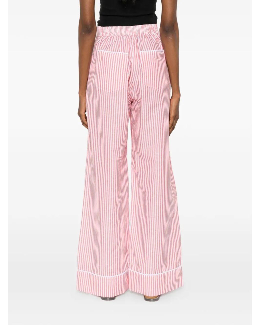 Riviera Pink Striped-Pattern Pants
