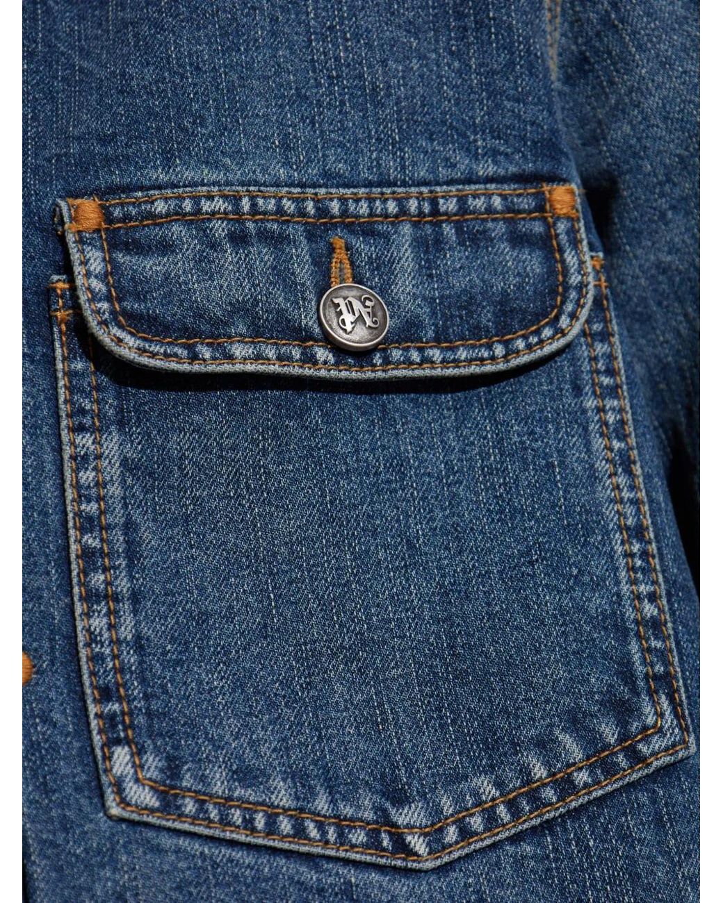 Palm Angels Blue Denim Jacket for men