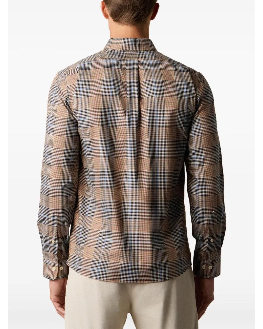 Brooks Brothers Gray Plaid-Patterned Button-Down Collar Shirt for men