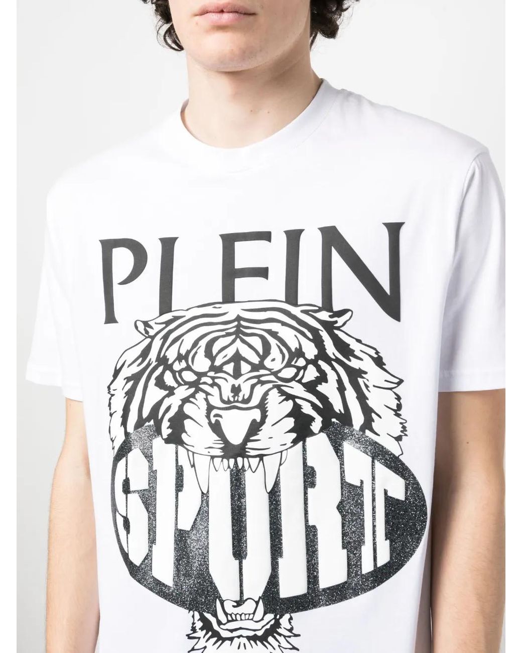 Philipp Plein White Tiger Round Neck T-Shirt for men