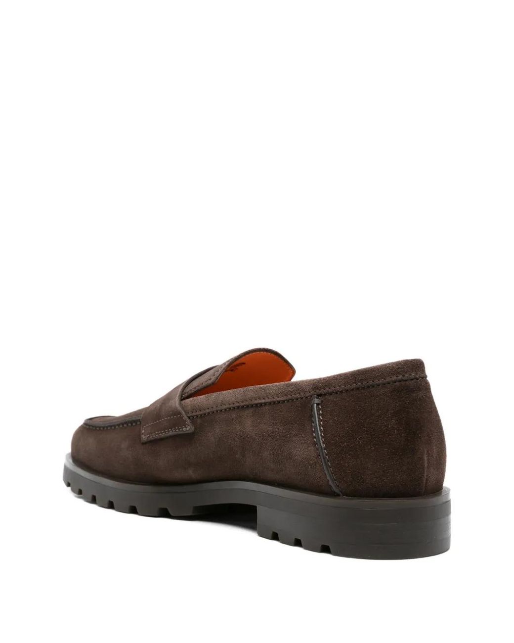 Santoni Brown Suede Loafers for men