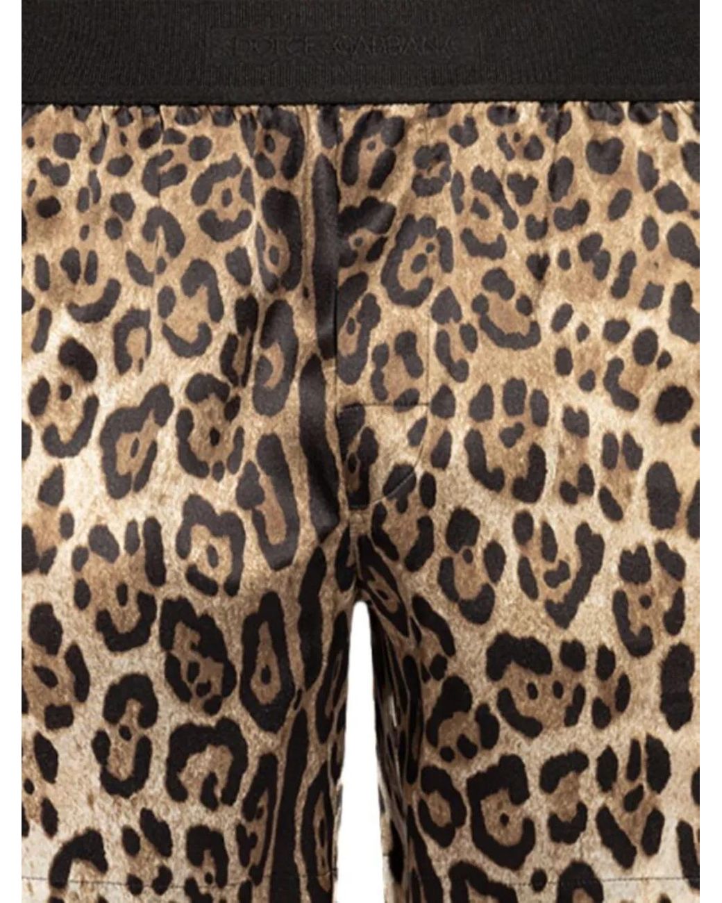 Dolce & Gabbana Black Leopard-Print Silk Boxers for men