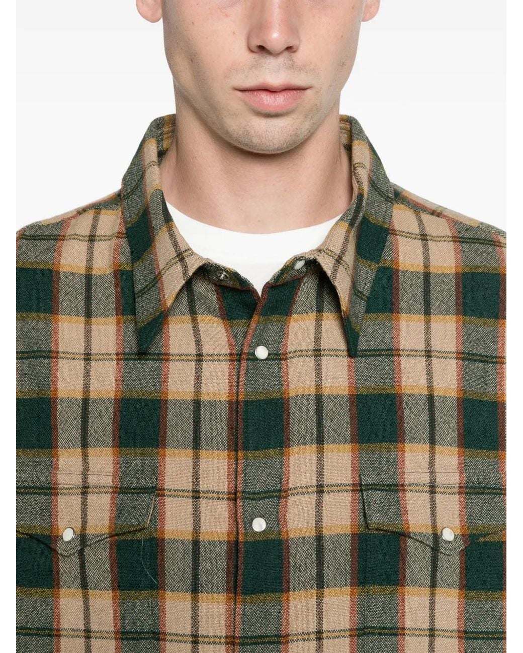 Visvim Green Meridian Check Flannel Shirt for men